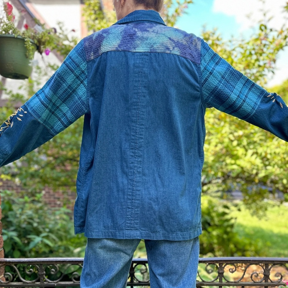 NWT Johnny Was Moonlight Tie Dye Patchwork Military Jacket - Picture 3 of 16